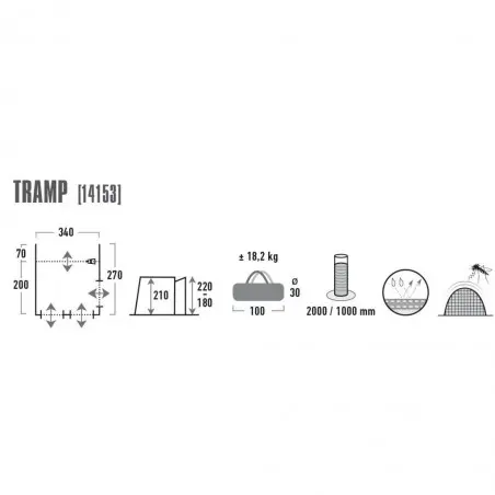 Copertina de livrare Tramp Grey - 340 x 270 x 210 cm