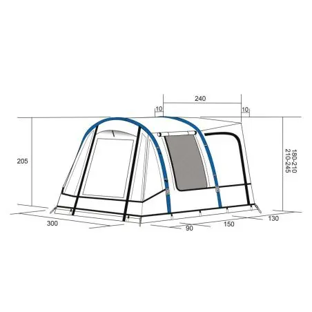 Obytný stan Hydra 300 - výška uchytenia 200 - 220 cm