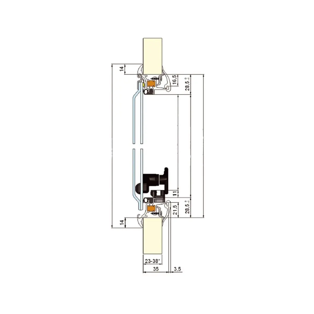 Fereastră cu toc din aluminiu Polyvision - cu Polyfix 350 x 500 mm