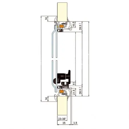 Fereastră cu toc din aluminiu Polyvision - cu Polyfix 350 x 500 mm