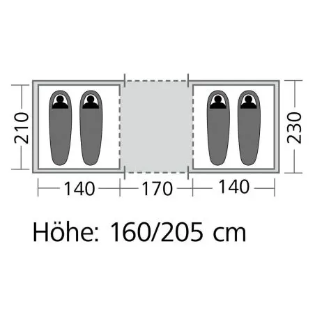 Vis-a-Vis sátor Ridgeline - 460 x 205 x 230 cm