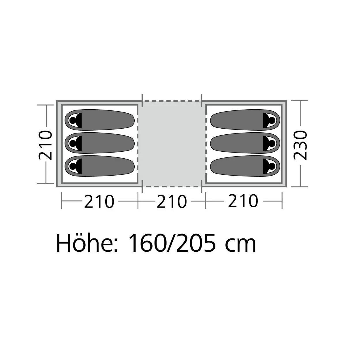 Vis-a-Vis stan Ridgeline - 640 x 205 x 230 cm