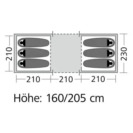 Vis-a-Vis sátor Ridgeline - 640 x 205 x 230 cm