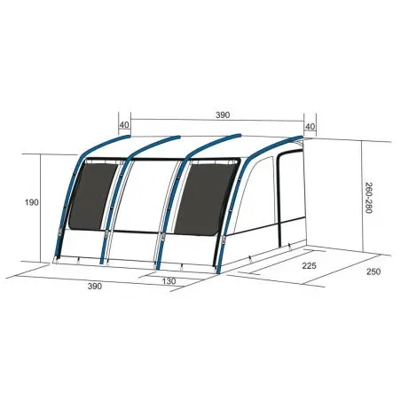 Čiastočný stan Gemini Pro 390 - výška pripojenia 245 - 280 cm