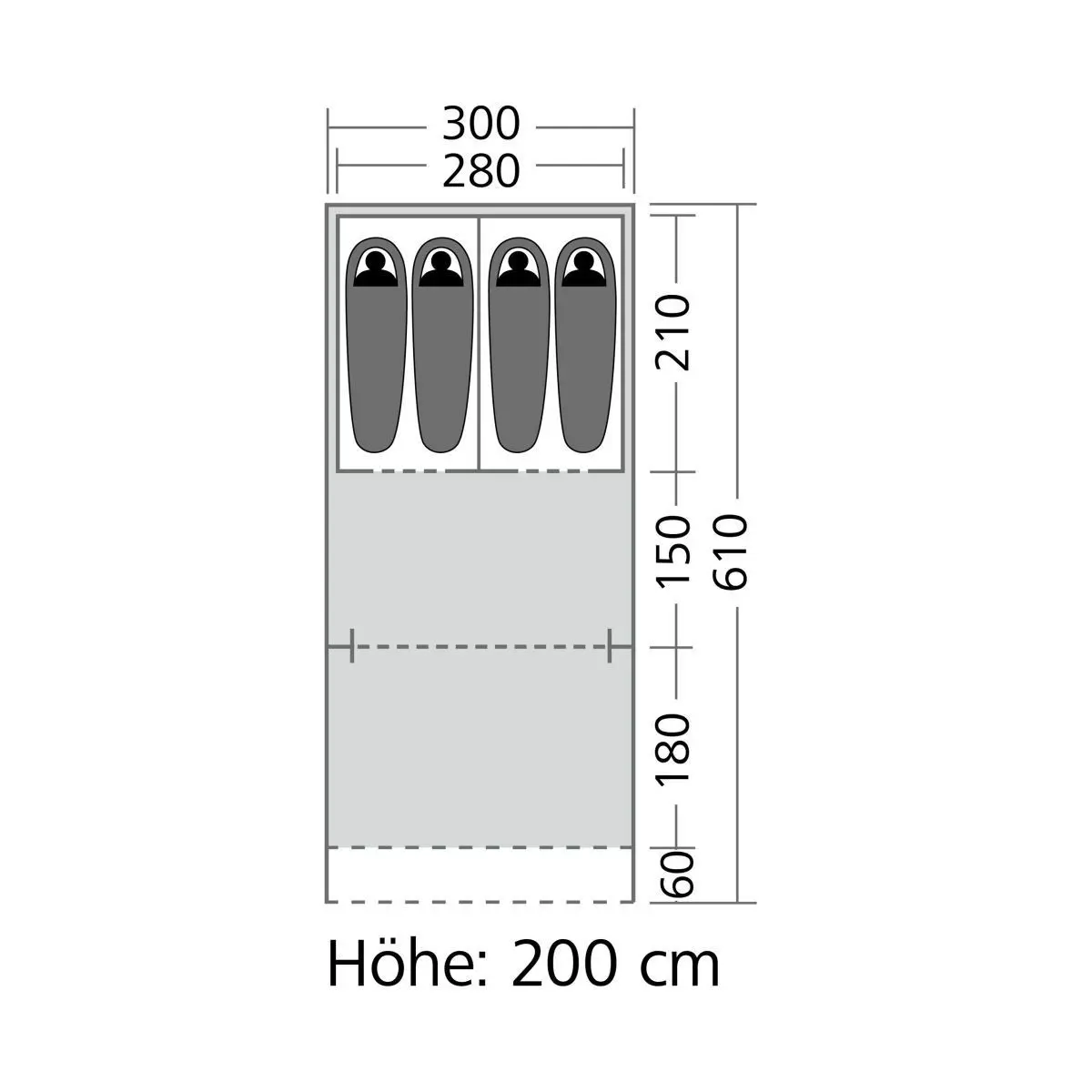 Tunelový stan Valdes - 300 x 610 x 200 cm