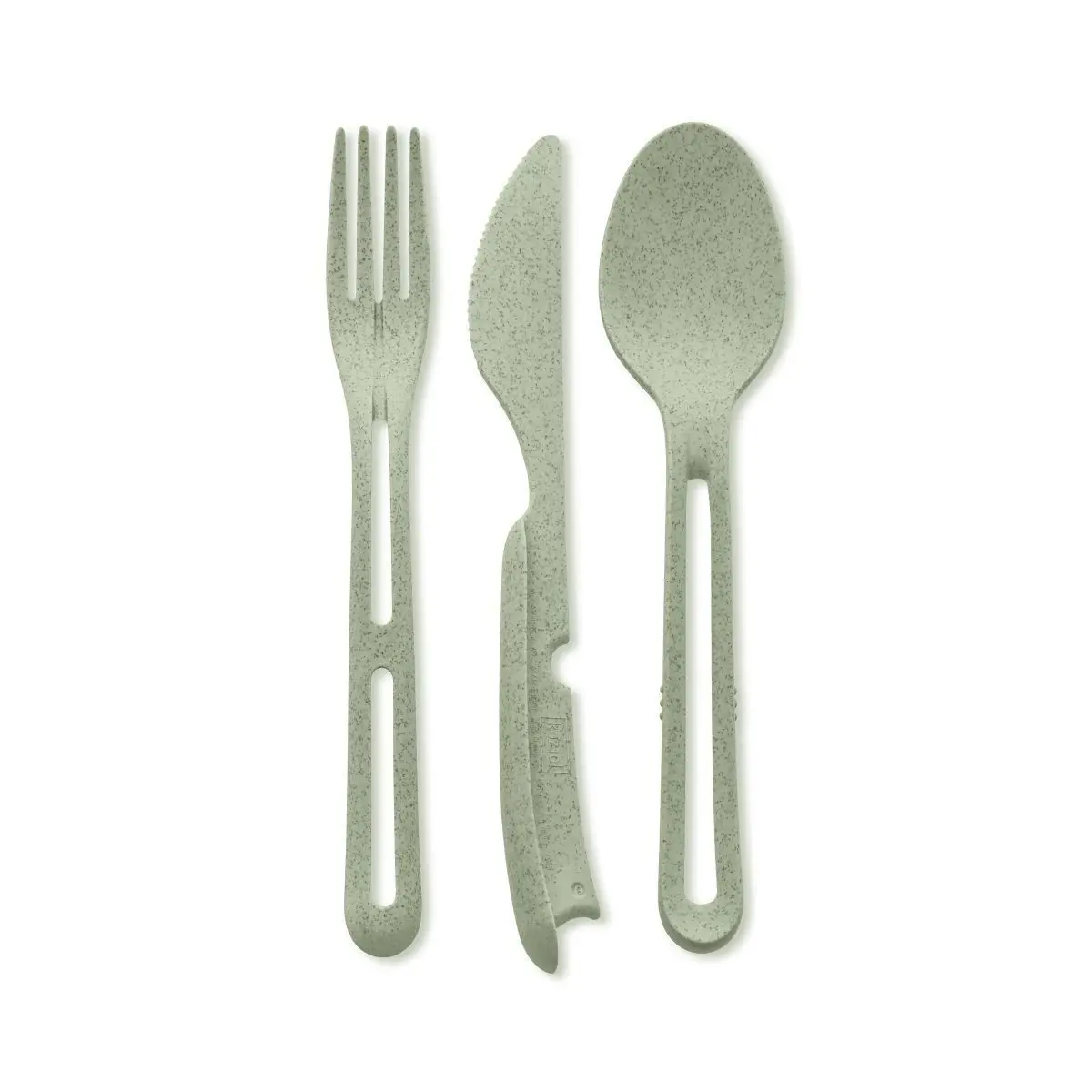 Seria veselă ecologică - set de tacâmuri 3 piese KLIKK, verde