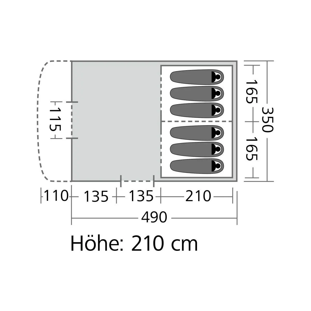 Palmdale alagútsátor - 350 x 210 x 490 cm