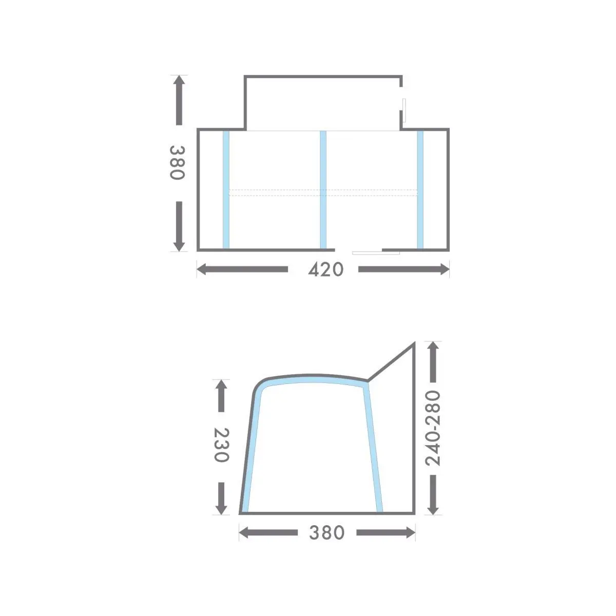 Részsátor Hydrus 420 - szerelési magasság 240-280 cm
