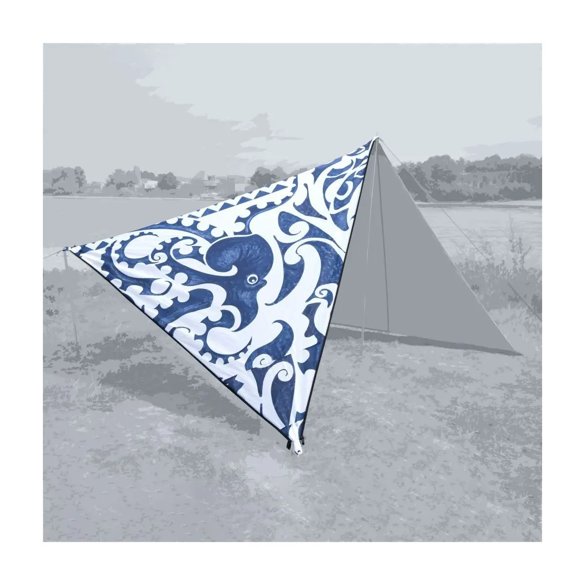 Napellenző Zip Canvas" New Zealand - Polip nyomat / fekete cipzár
