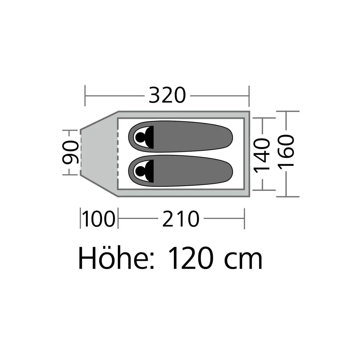 Dome Tent Drake 2 - 160x320x120cm