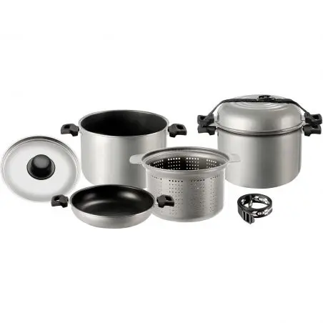 Set de gatit din aluminiu cu capac din otel inoxidabil - 4 bucati