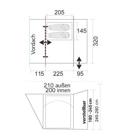 Lakóautó sátor Aquila 320 High - csatlakozási magasság 245-280 cm