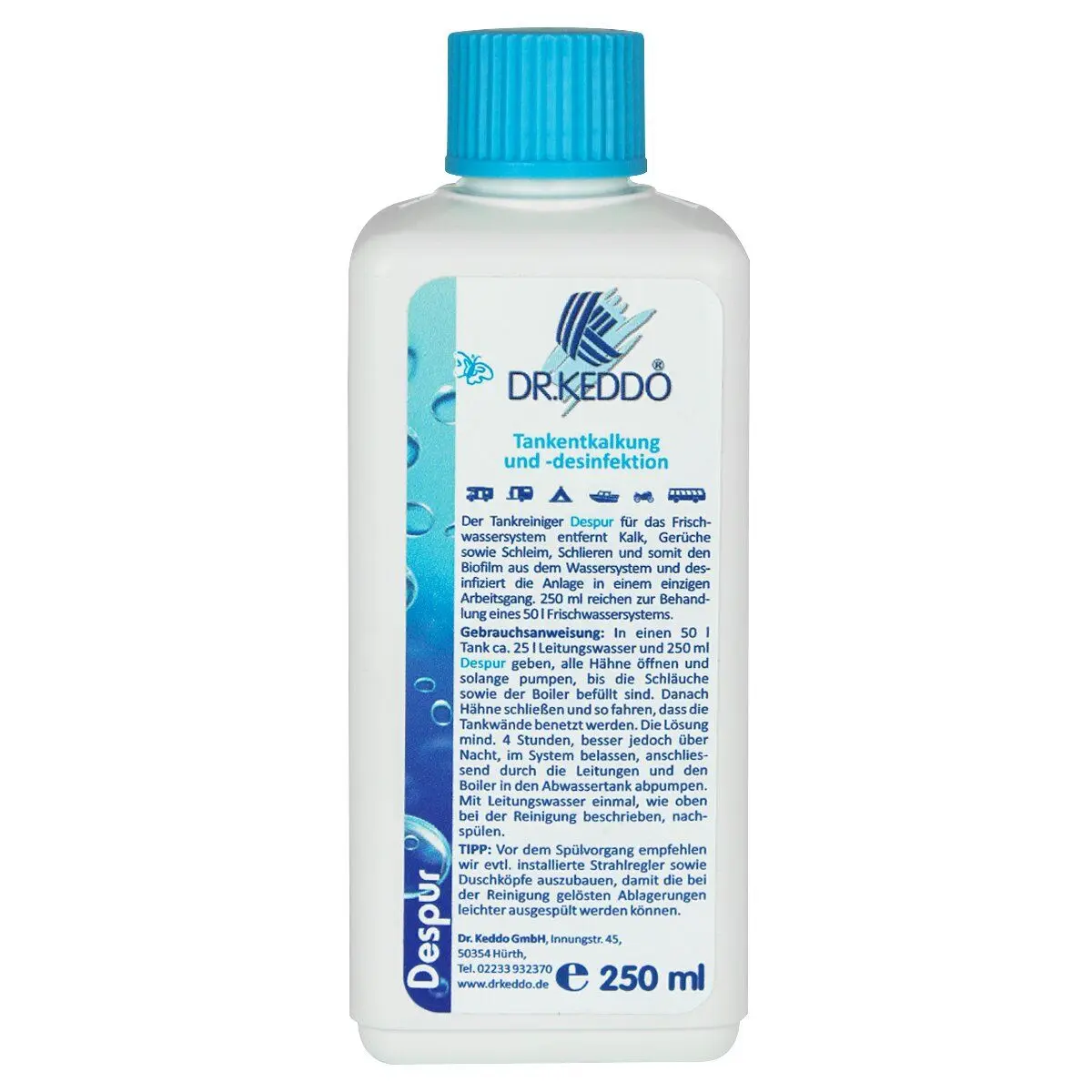 Despur na odstraňovanie vodného kameňa a dezinfekciu nádrží - 250 ml