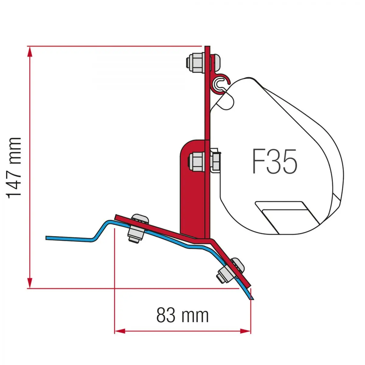 Ford Custom készlet - F35 napellenző adapter (magas tető nélkül)