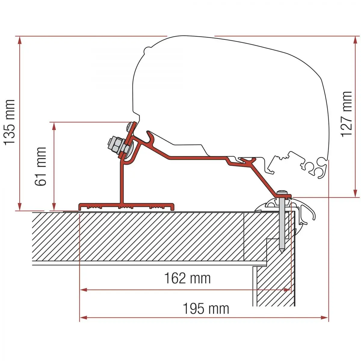 Adapter Caravan Roof 550 - napellenző adapter F80
