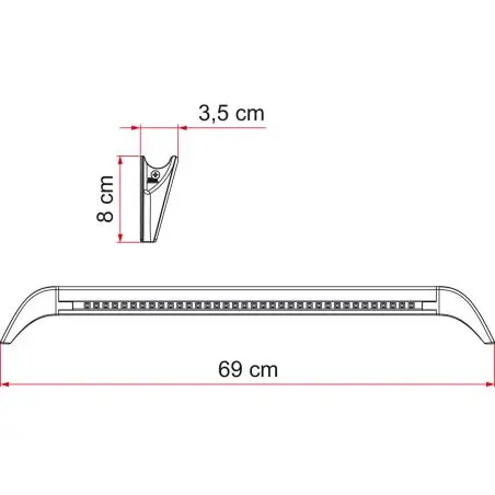 Osvetlenie s odkvapom - 690 x 80 x 35 mm