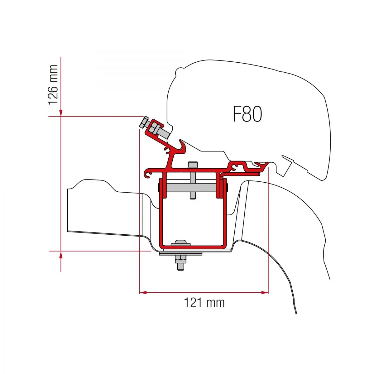 Kit VW Crafter/MAN L3 H3 fără șină de acoperiș - adaptor pentru copertine F65/F80