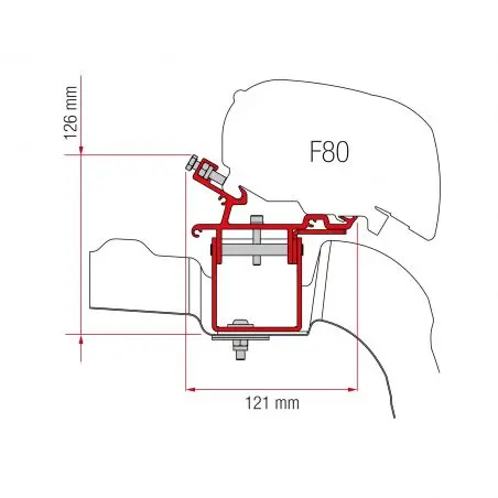 VW Crafter/MAN L3 H3 készlet tetősín nélkül - Napellenző adapter F65/F80