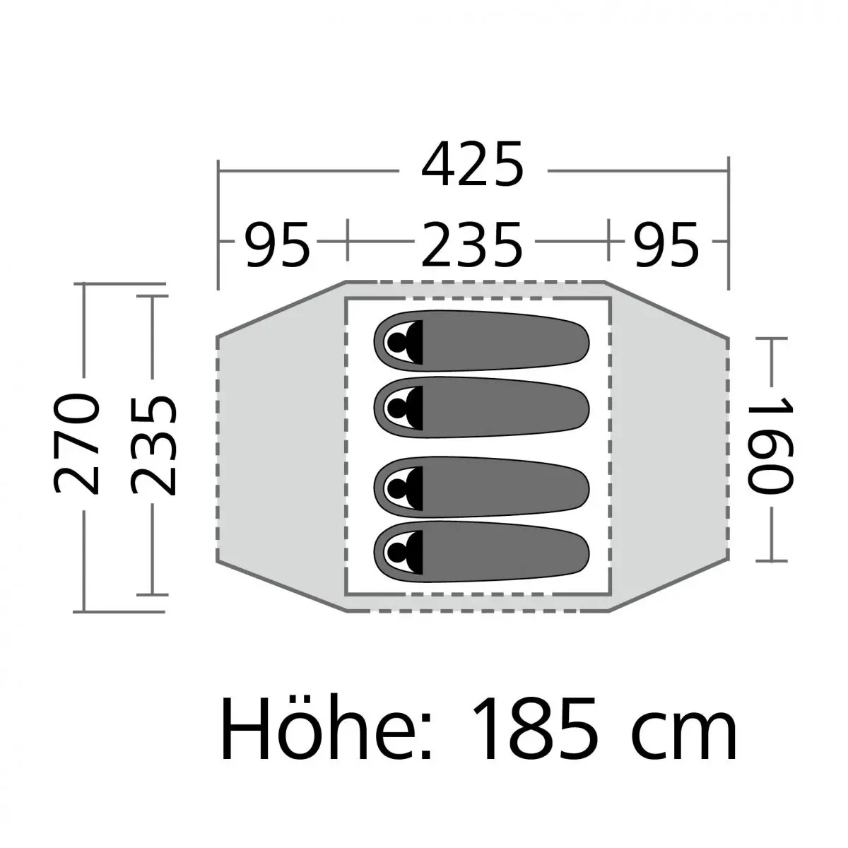 Kupolový stan Odyssey 4 - 425 x 185 x 270 cm