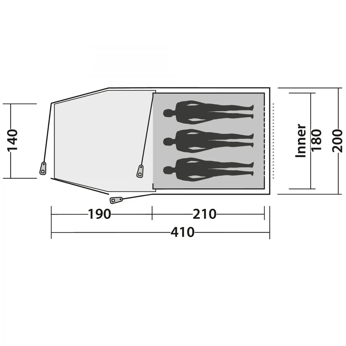 Tunelový stan Spirit 300 - 200 x 120 x 410 cm