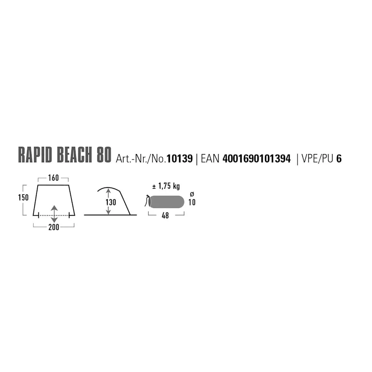 Plážová mušľa Rapid Beach 80