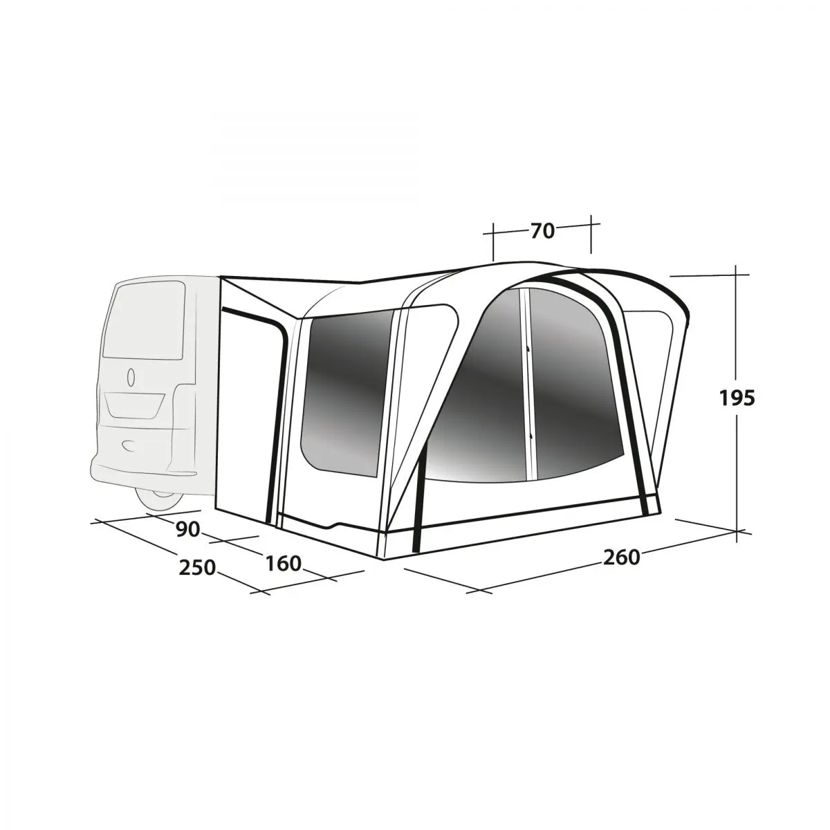 Furgon napellenző Newburg 160 Air - 260 x 210 x 160 cm