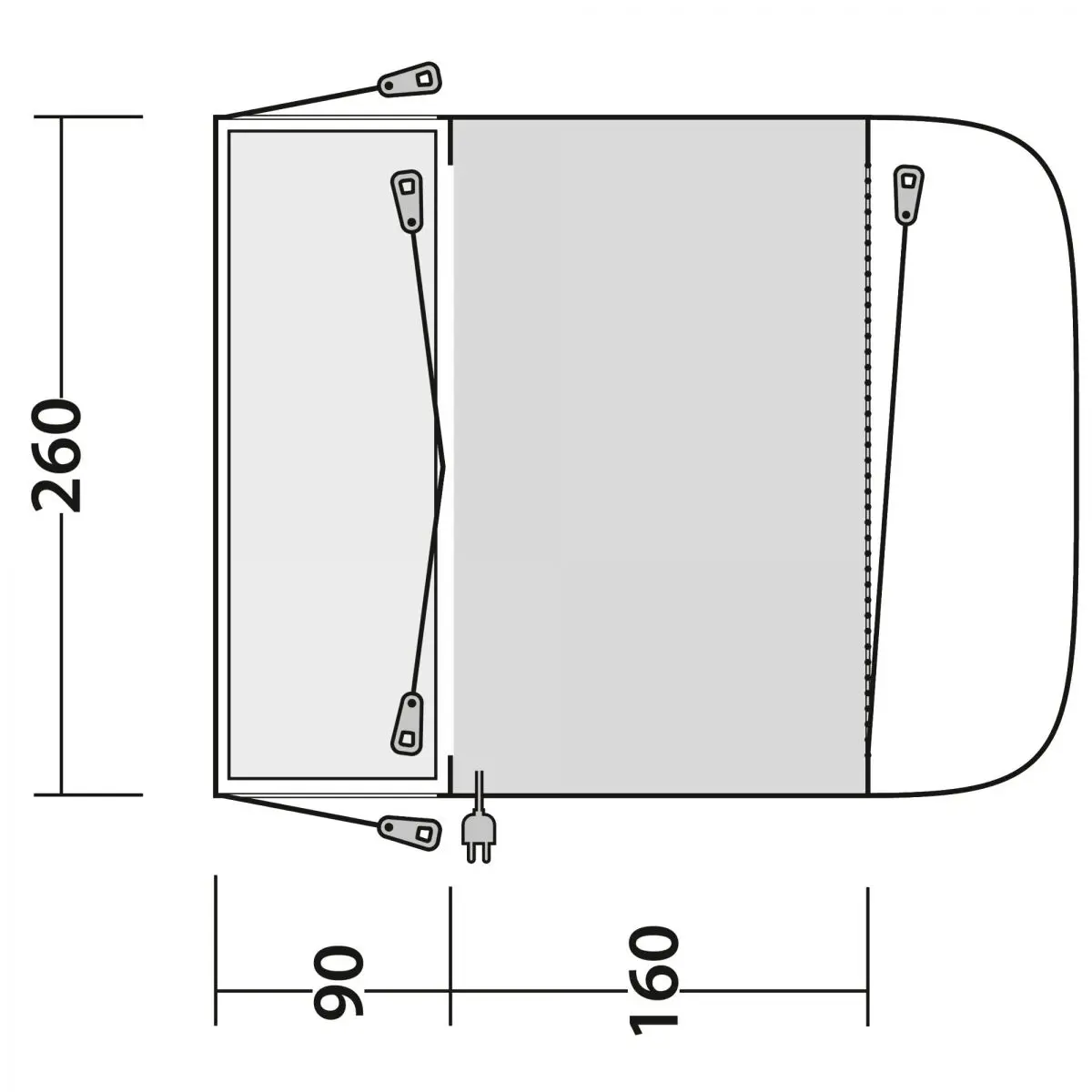Furgon napellenző Newburg 160 - 260 x 210 x 160 cm