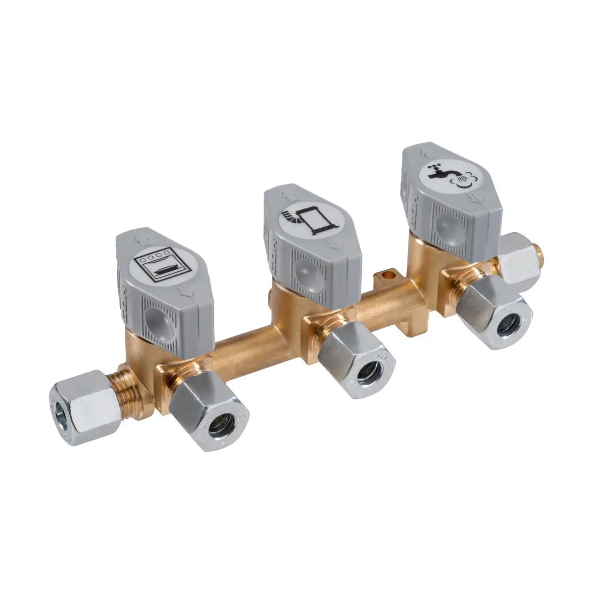Bloc de distributie - 3 prize, conexiune 10 mm