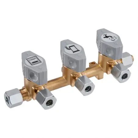Bloc de distributie - 3 prize, conexiune 10 mm