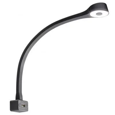 Lampă cu gât de gâscă tip F - neagră