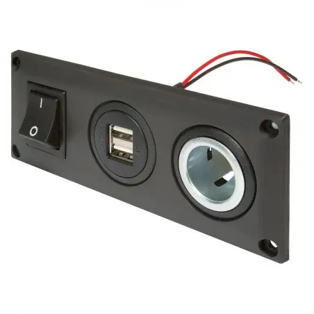 Zabudovaná zásuvka, prepínateľná - 2 zásuvky USB-A a 1 zásuvka