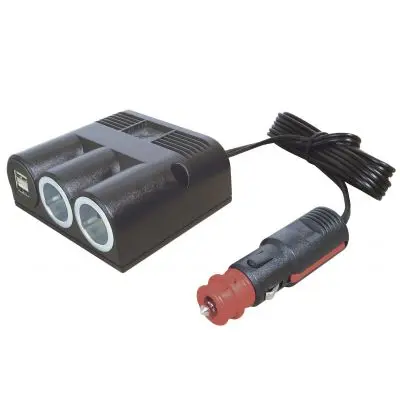 Háromszoros tápcsatlakozó USB-A - 2 x aljzat és 2 x 2500 mA USB-A