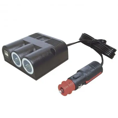Priză triplă USB-A - 2 x priză și 2 x 2500 mA USB-A