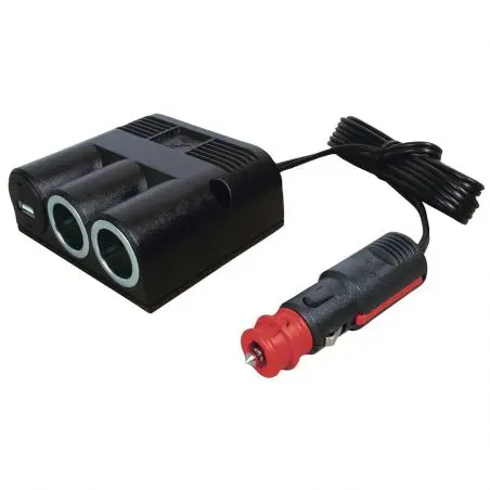 Priză triplă USB-A - 2 x priză și 1 x 3000 mA USB-A