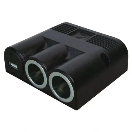 Trojitá zásuvka USB - 2 x zásuvka a 1 x 3000 mA USB-A