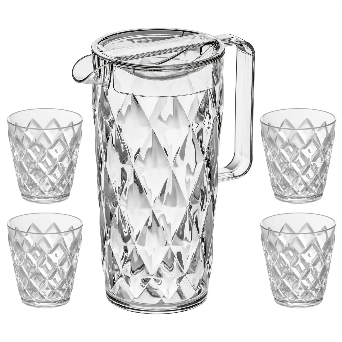 Karafa so 4 pohárikmi - džbán 1,6l so 4 pohárikmi 250ml CRYSTAL