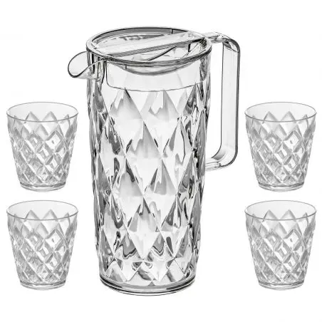 Karafa so 4 pohárikmi - džbán 1,6l so 4 pohárikmi 250ml CRYSTAL