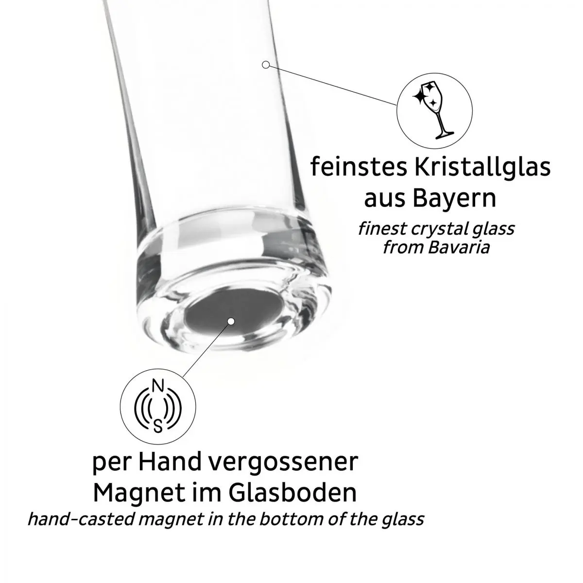 Krištáľové sklo - magnetické sklo na pivo sada 2 ks