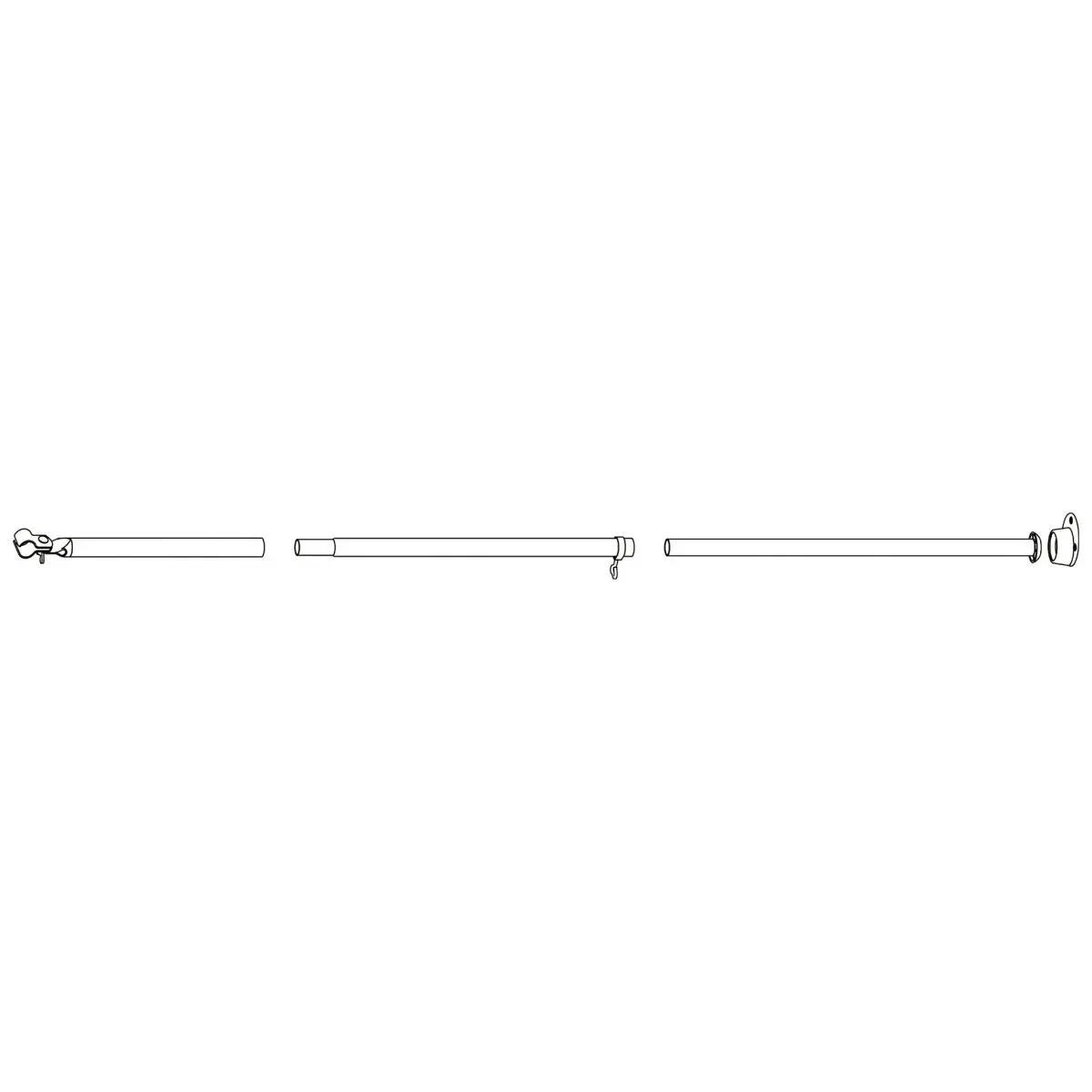 Hurikánová tyč s kĺbovou pätkou - 32 mm oceľ, 180-260 cm