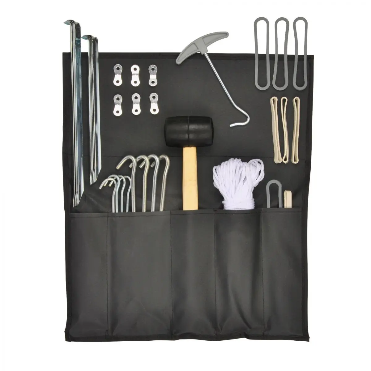 Set de accesorii pentru cort din 34 de piese - inclusiv ciocan, cabluri etc.