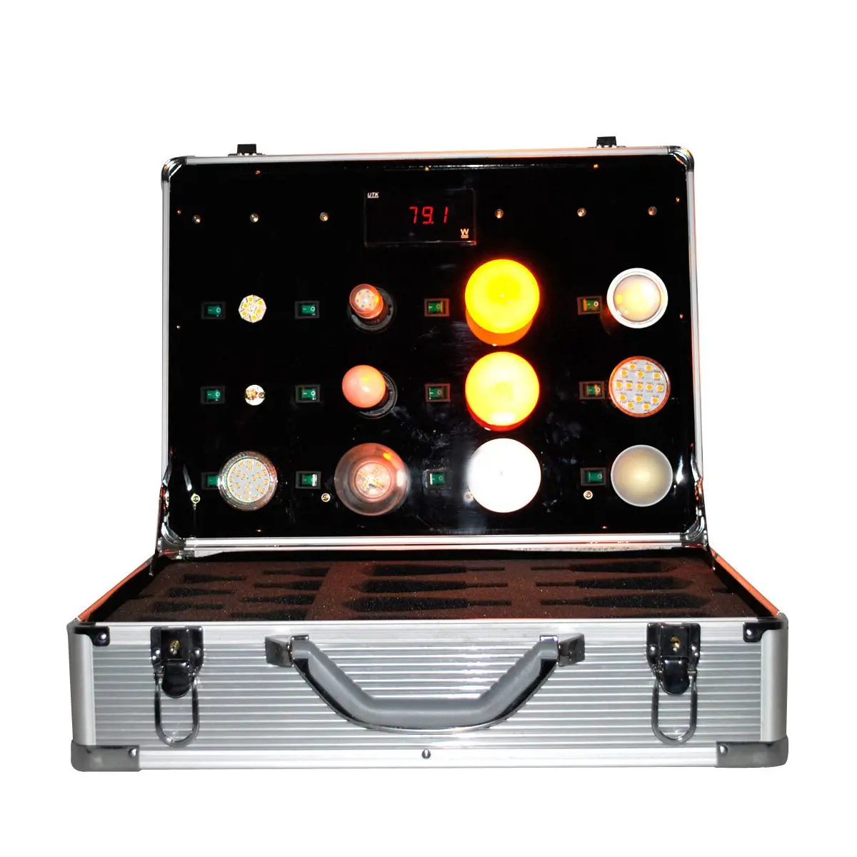 Caz de testare a sursei de lumină - inclusiv contor de curent