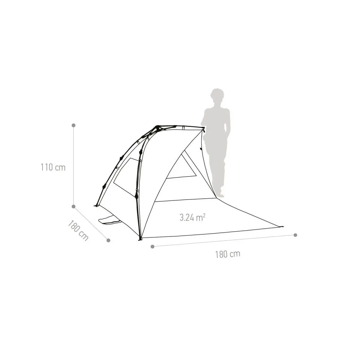 Adăpost de plajă Hare Kohu Plus - 250 x 114 x 215 cm