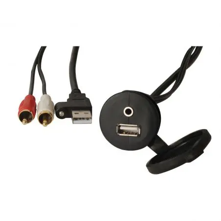 Predĺženie USB/AUX 2 m so zabudovanou zásuvkou