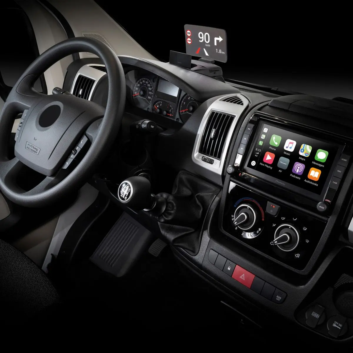 Head-up kijelző a Pioneer AVIC-Z1000DAB-C-hez Fiat Ducato-hoz 2021/09-től