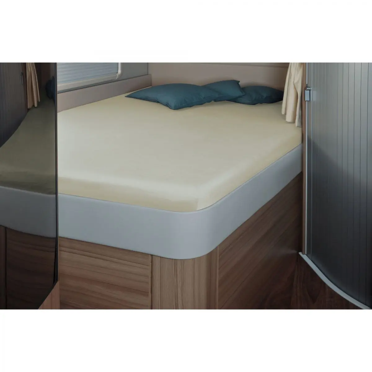 Cearceaf de pat 142 x 195 (158 / 42) cm pentru pat frantuzesc in caravana, nisip
