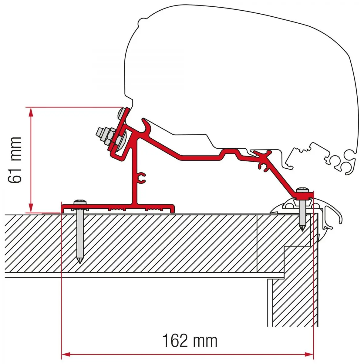 Adapter lakókocsi tető - 370 cm