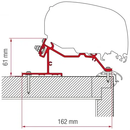 Adapter lakókocsi tető - 370 cm
