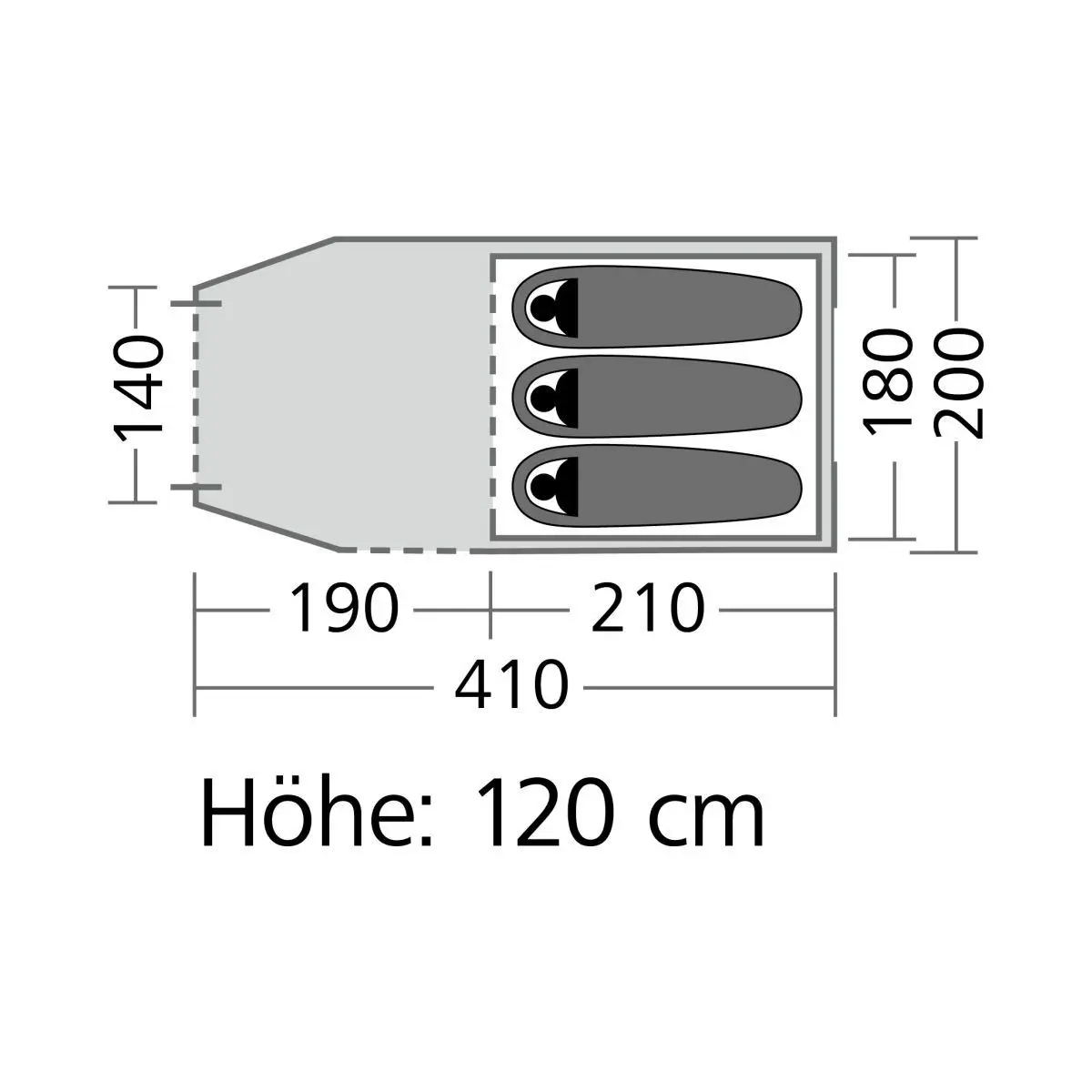 Tunelový stan Spirit 300 - 200 x 410 x 120 cm