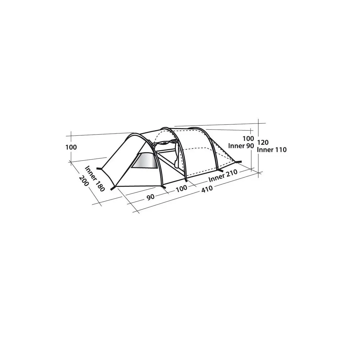 Tunelový stan Spirit 300 - 200 x 410 x 120 cm