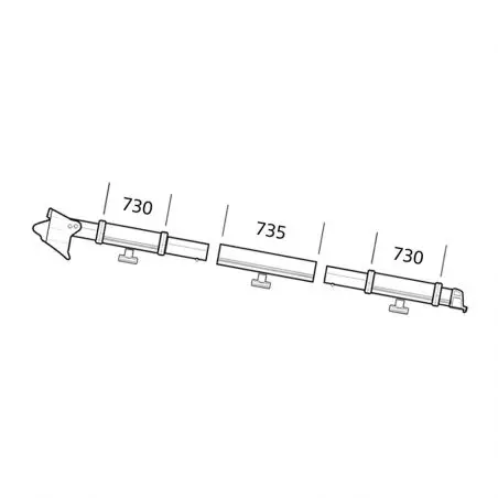 Upínací profil kompletný, pravý Residence / Panorama Series 6 výsuvný 2,5 m